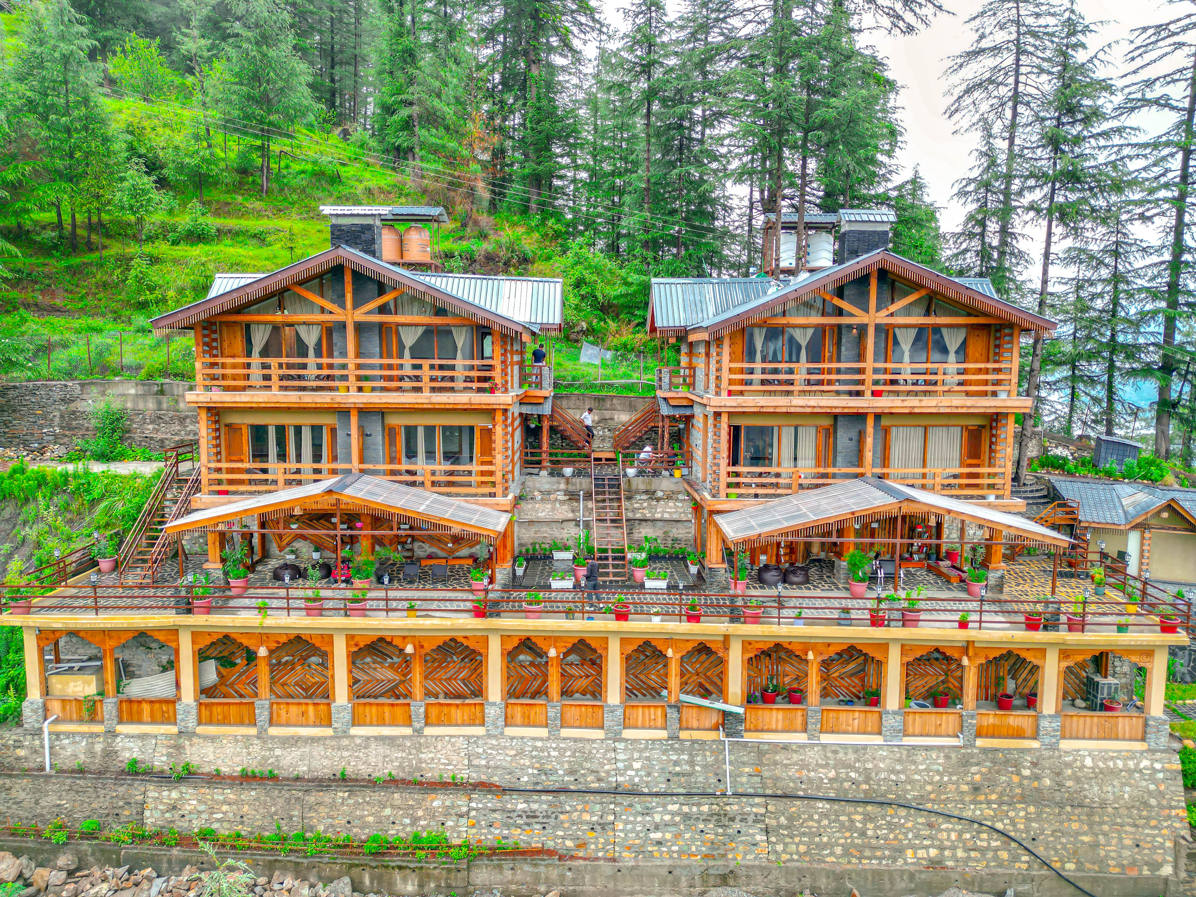 Valley morning mist aerial